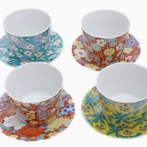 送料無料】日本製 九谷焼/久谷五彩 磁気/陶器/陶磁器 小皿/コップ