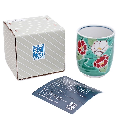 【日本製】九谷焼 北陸伝統工芸 湯呑 四季の花 ツバキ 7208-SK24