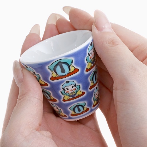 九谷焼 縁起猪口（ぐい飲み ）北陸伝統工芸 <福助> 7228-SK24