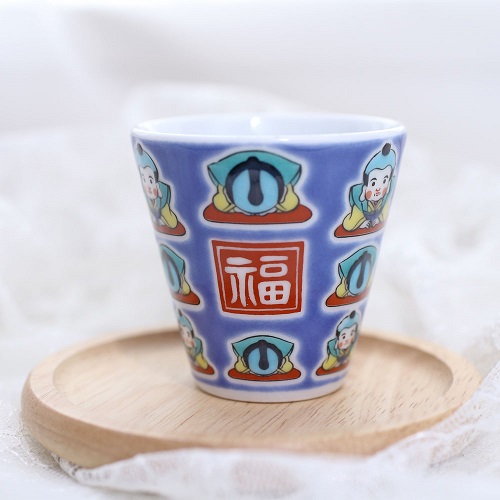 九谷焼 縁起猪口（ぐい飲み ）北陸伝統工芸 <福助> 7228-SK24