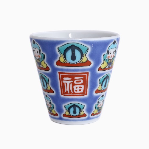 九谷焼 縁起猪口（ぐい飲み ）北陸伝統工芸 <福助> 7228-SK24