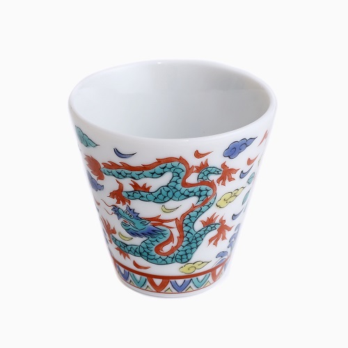九谷焼 縁起猪口（ぐい飲み ）北陸伝統工芸 <万歴五彩龍> 7230-SK24