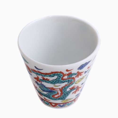 九谷焼 縁起猪口（ぐい飲み ）北陸伝統工芸 <万歴五彩龍> 7230-SK24