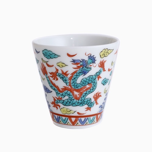 九谷焼 縁起猪口（ぐい飲み ）北陸伝統工芸 <万歴五彩龍> 7230-SK24