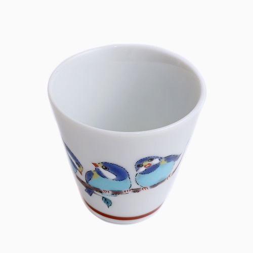 九谷焼 縁起猪口（ぐい飲み ）北陸伝統工芸 <山雀> 7231-SK24