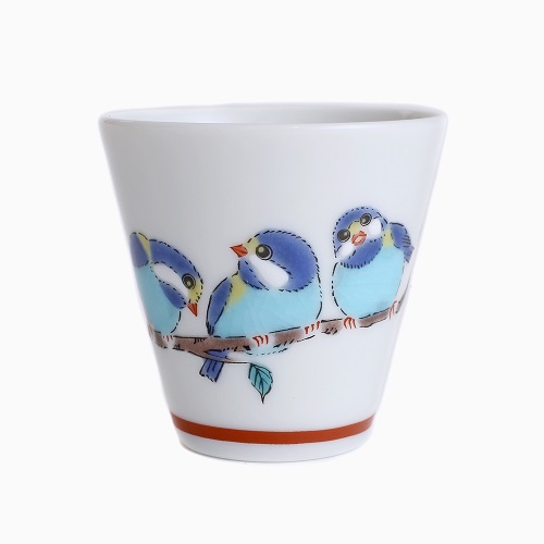 九谷焼 縁起猪口（ぐい飲み ）北陸伝統工芸 <山雀> 7231-SK24