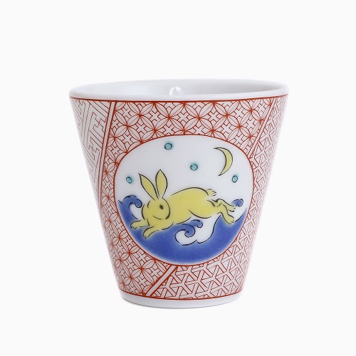 九谷焼 縁起猪口（ぐい飲み ）北陸伝統工芸 <うさぎ> 7234-SK24