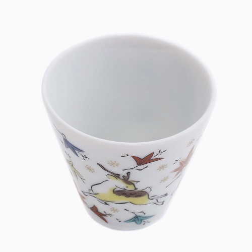 九谷焼 縁起猪口（ぐい飲み ）北陸伝統工芸 <紅葉鹿> 7236-SK24