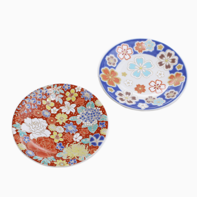 【送料無料】日本製 九谷焼/久谷五彩 磁気/陶器/陶磁器 小皿/皿/お皿 桜模様/花詰 さくら 和柄 セット売り/2枚セット 可愛い 華やか/鮮やか お洒落/オシャレ お祝い/記念日/誕生日/結婚祝い/開店祝い プレゼント/贈り物/ギフト 食器/和食器 インテリア 7261-SK24