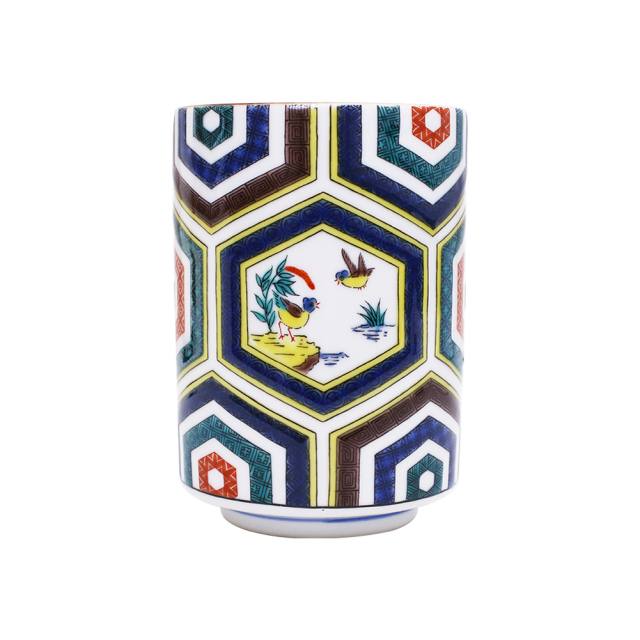 【送料無料】日本製 九谷焼/久谷五彩 磁気/陶器/陶磁器 湯呑/コップ/カップ 青/古久谷/ 9.7cm 青郊窯 華やか/鮮やか お洒落/オシャレ お祝い/記念日/誕生日/結婚祝い/開店祝い プレゼント/贈り物/ギフト 食器/和食器 インテリア 7280-SK24