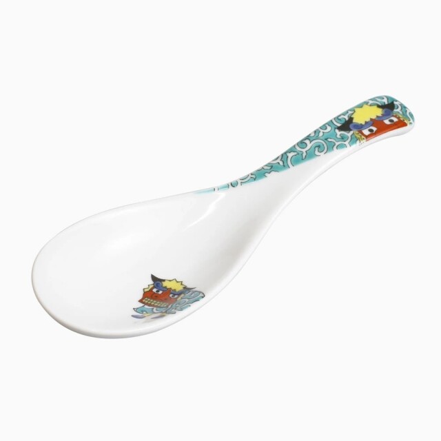 【送料無料】日本製 九谷焼/久谷五彩/北陸伝統工芸/ れんげ/ 可愛いスプーン 獅子舞 青郊窯 和柄 コレクション 14cm 食器/陶器/磁器 カトラリー お洒落 個性 上品 可愛い 7354-SK25