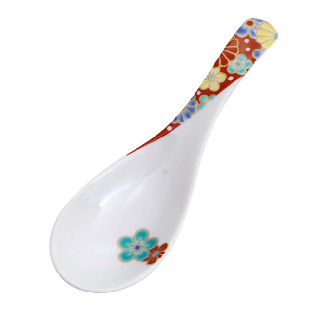 【送料無料】日本製 九谷焼/久谷五彩/北陸伝統工芸/ れんげ/ 可愛いスプーン ウメキク/梅菊 和柄 コレクション 14cm 食器/陶器/磁器 カトラリー お洒落 個性 上品 可愛い 7359-SK25