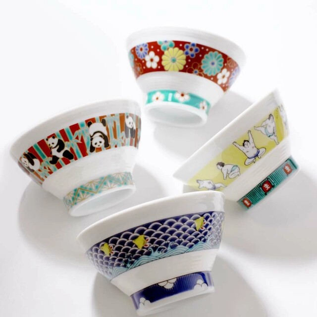 送料無料】日本製 九谷焼/久谷五彩/磁気/陶器/陶磁器 お茶碗/茶碗