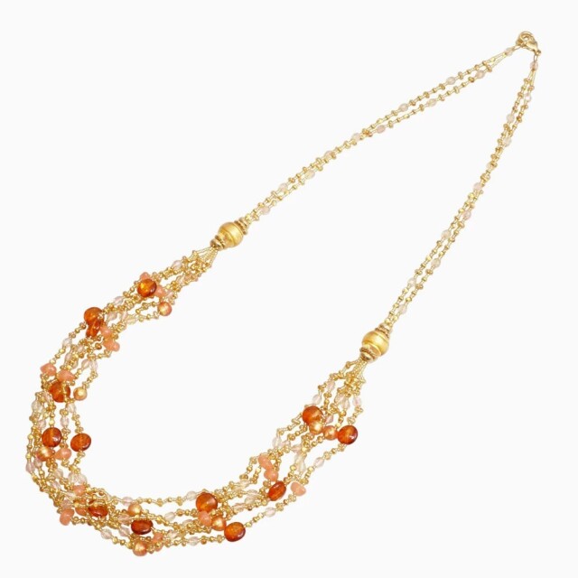 イタリア製＜INES design＞ベネチアンガラス/ベネチアングラス ネックレス カニカン/フック式 イタリアンジュエリー アクセサリー オレンジ/ピンク 女性/レディース 7410-IN25