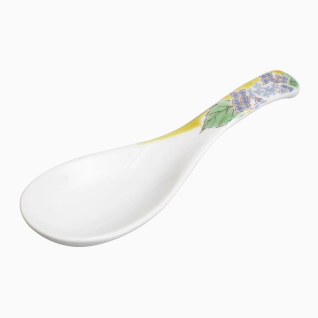 【送料無料】日本製 九谷焼/久谷五彩/北陸伝統工芸/ れんげ/ 可愛いスプーン 紫陽花/あじさい 和柄 コレクション 14cm 食器/陶器/磁器 カトラリー お洒落 個性 上品 可愛い 7430-SK25