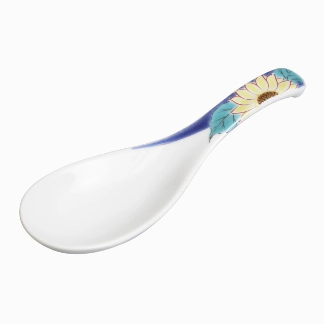 【送料無料】日本製 九谷焼/久谷五彩/北陸伝統工芸/ れんげ/ 可愛いスプーン 向日葵/ひまわり 和柄 コレクション 14cm 食器/陶器/磁器 カトラリー お洒落 個性 上品 可愛い 7431-SK25