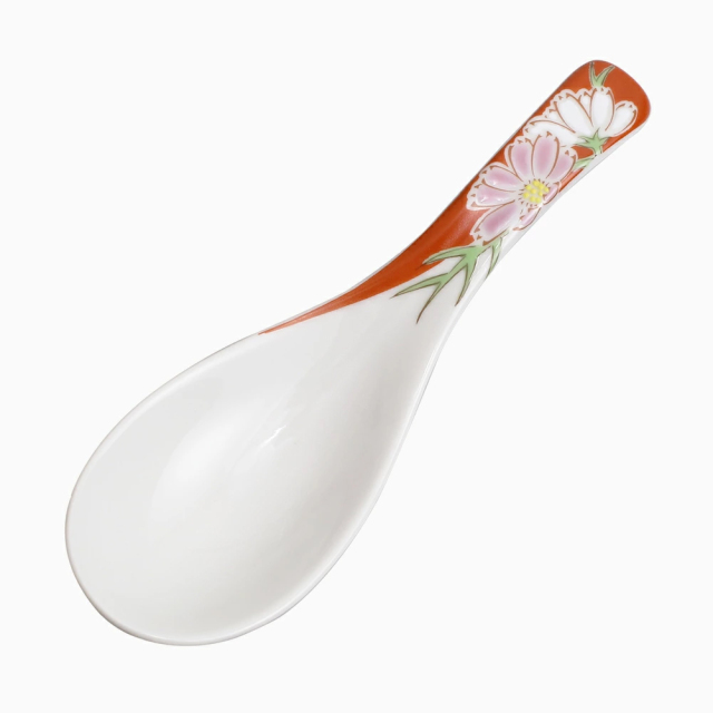 【送料無料】日本製 九谷焼/久谷五彩/北陸伝統工芸/ れんげ/ 可愛いスプーン 秋桜/コスモス 和柄 コレクション 14cm 食器/陶器/磁器 カトラリー お洒落 個性 上品 可愛い 7432-SK25