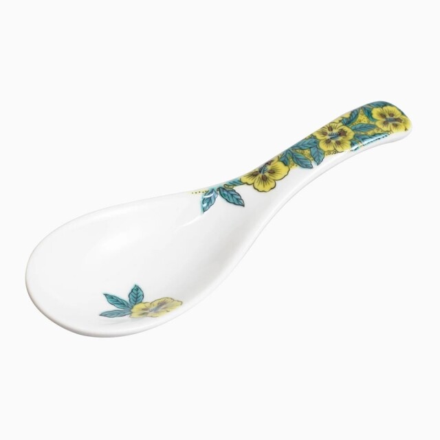 【送料無料】日本製 九谷焼/久谷五彩/北陸伝統工芸/ れんげ/ 可愛いスプーン 葵 青郊窯 和柄 コレクション 14cm 食器/陶器/磁器 カトラリー お洒落 個性 上品 可愛い 7435-SK25