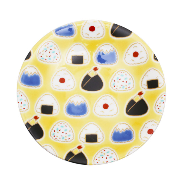 【送料無料】日本製 九谷焼 久谷五彩 陶器 陶磁器 磁気 お皿 皿 小皿 縁起小皿 食器 おむすび おにぎり 和食器 12cm  華やか 鮮やか オシャレ お洒落 記念日  7438-SK25