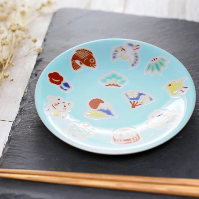 送料無料】日本製 九谷焼 久谷五彩 陶器 陶磁器 磁気 お皿 皿 小皿