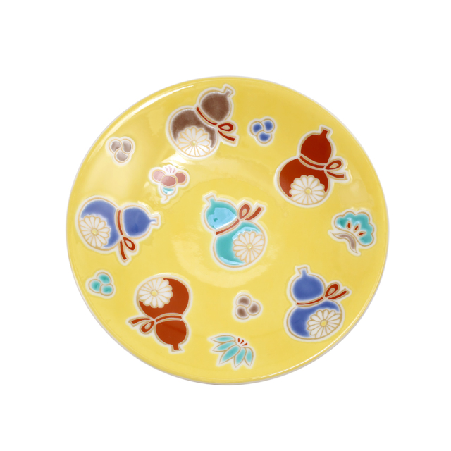 【送料無料】日本製 九谷焼 久谷五彩 陶器 陶磁器 磁気 お皿 皿 小皿 縁起小皿 食器 むびょう六瓢  和食器 12cm  華やか 鮮やか オシャレ お洒落 記念日  7443-SK25