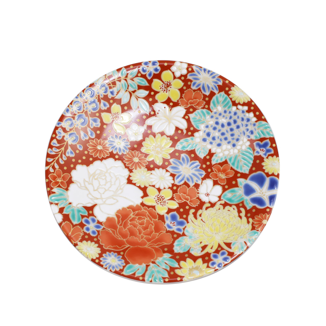 【送料無料】日本製 九谷焼 久谷五彩 陶器 陶磁器 磁気 お皿 皿 小皿 縁起小皿 食器 花詰 和食器 12cm  華やか 鮮やか オシャレ お洒落 記念日  7444-SK25