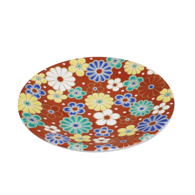 【送料無料】日本製 九谷焼 久谷五彩 陶器 陶磁器 磁気 お皿 皿 小皿 縁起小皿 食器 梅菊模様 和食器 12cm  華やか 鮮やか オシャレ お洒落 記念日  7445-SK25