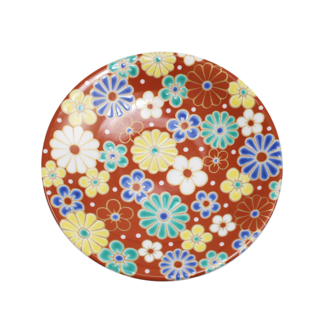 【送料無料】日本製 九谷焼 久谷五彩 陶器 陶磁器 磁気 お皿 皿 小皿 縁起小皿 食器 梅菊模様 和食器 12cm  華やか 鮮やか オシャレ お洒落 記念日  7445-SK25