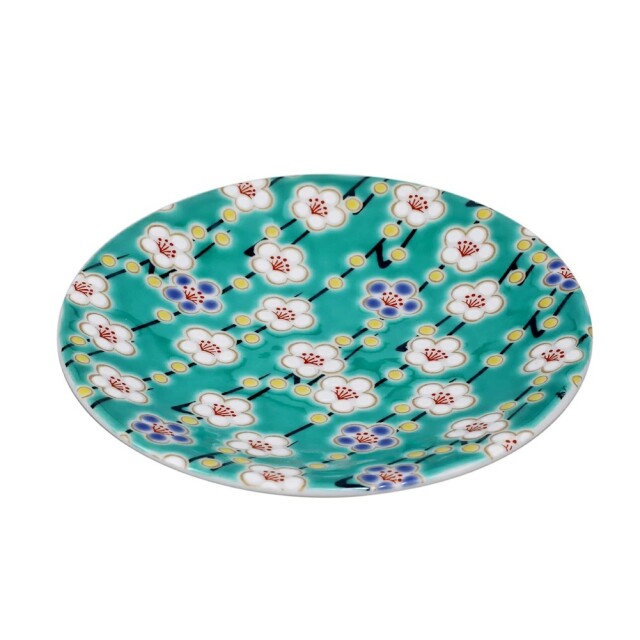 【送料無料】日本製 九谷焼 久谷五彩 陶器 陶磁器 磁気 お皿 皿 小皿 縁起小皿 食器 梅 和食器 12cm  華やか 鮮やか オシャレ お洒落 記念日  7446-SK25