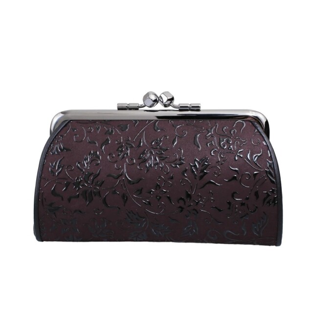 日本製 印伝/INDENYA/印傳屋 小銭入れ/コインケース/財布/親子がま口ウォレット 紫鳶/むらさきとび 花唐草 コンパクト プレゼント/ギフト アイテム/ファッション雑貨 7462-IY25