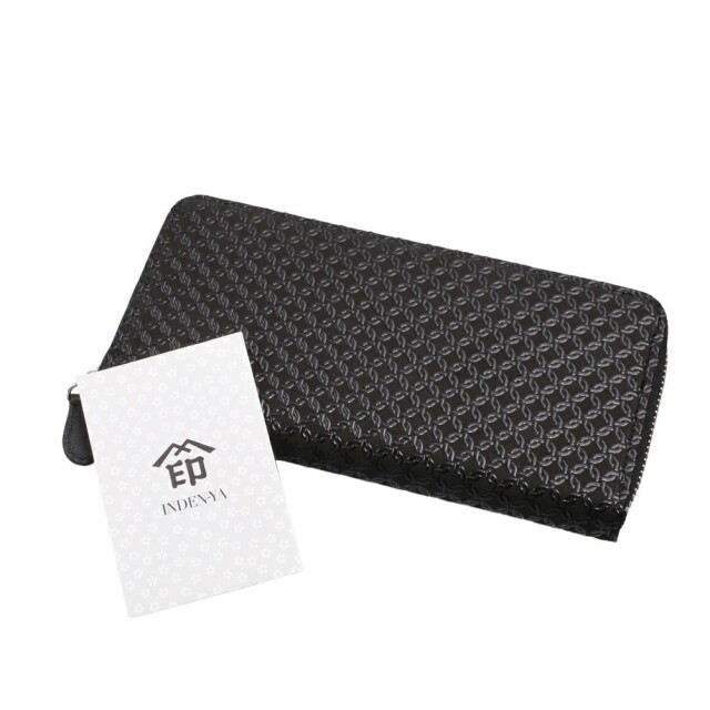 日本製 印伝/INDENYA/印傳屋 長財布/ロングウォレット/束入 メンズ/男性 輪繋ぎ コンパクト プレゼント/ギフト アイテム/ファッション雑貨 7465-IY25