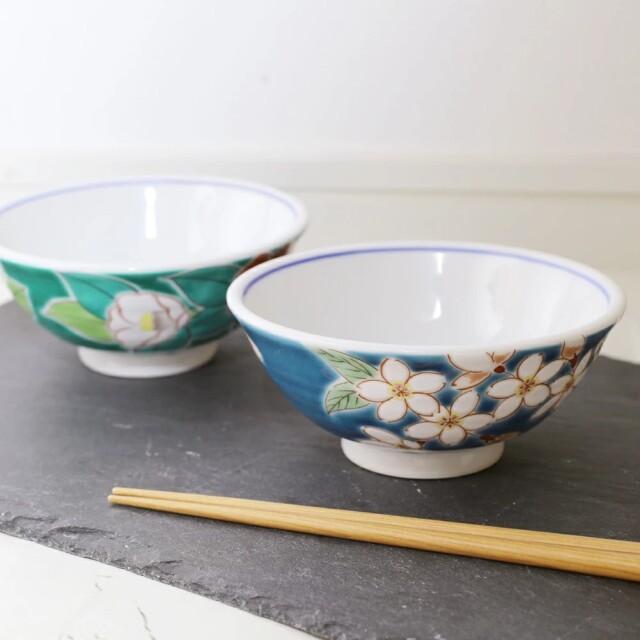 古九谷様式五彩手 茶碗 日本製 九谷焼/九谷五彩/磁気/陶器/陶磁器 お茶碗/