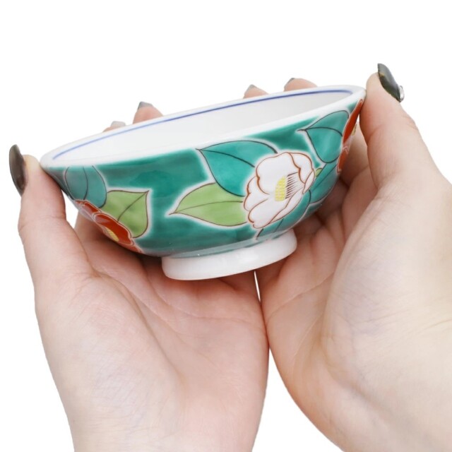 古九谷様式五彩手 茶碗 日本製 九谷焼/九谷五彩/磁気/陶器/陶磁器 お茶碗/茶碗/ごはん/飯碗 椿