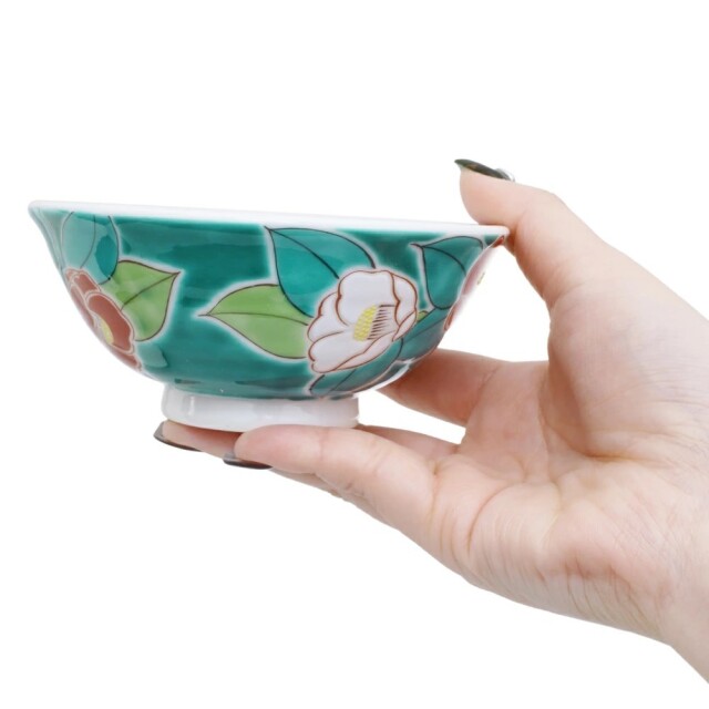 日本製 九谷焼/九谷五彩/磁気/陶器/陶磁器 お茶碗/茶碗/ごはん/飯碗 椿