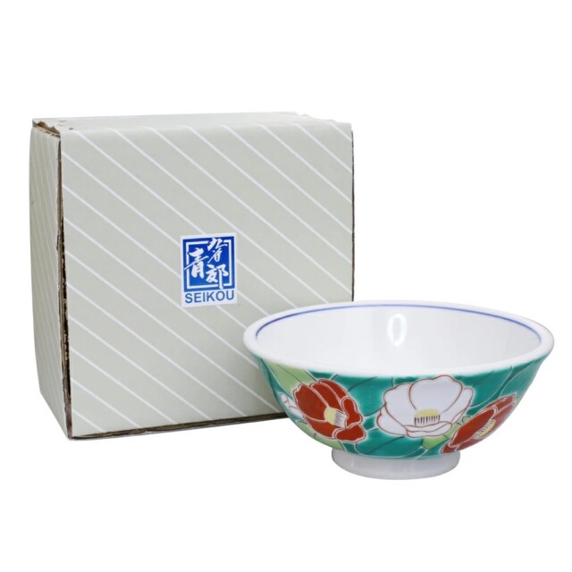 日本製 九谷焼/九谷五彩/磁気/陶器/陶磁器 お茶碗/茶碗/ごはん/飯碗 椿