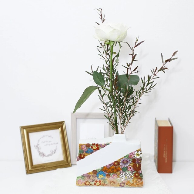 送料無料】日本製 九谷焼/北陸伝統工芸/工芸品 花瓶/花びん/一輪生