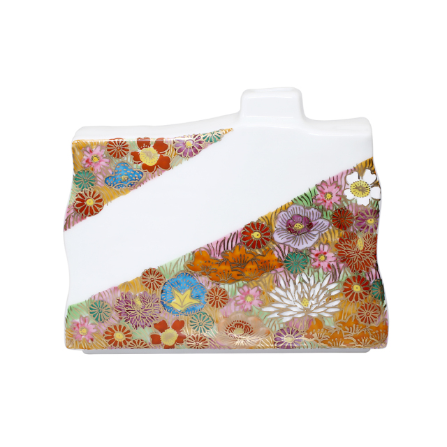 【送料無料】日本製 九谷焼/北陸伝統工芸/工芸品 花瓶/花びん/一輪生/フラワーベース 5号 花詰/金花詰 インテリア/置物/部屋飾り 出産祝い/お祝い/開店祝い 7491-KT25