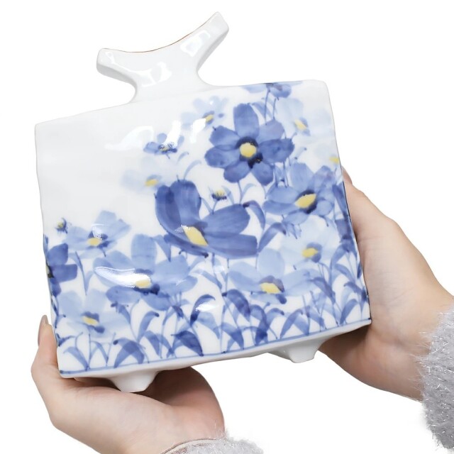 送料無料】日本製 九谷焼/北陸伝統工芸/工芸品 宮吉ゆみこ作 花瓶