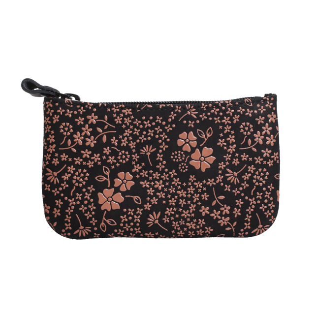 日本製 印伝/INDENYA/印傳屋 小銭入れ/コインケース/財布 小物入れ マルチポーチ アメリカンブルー 黒 サーモンピンク コンパクト お札も収納可能 鹿革/漆 ファスナー式 プレゼント 7505-IY25