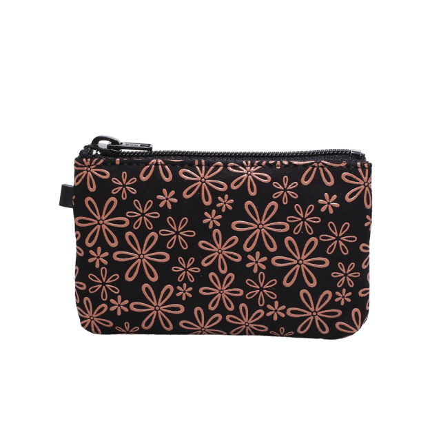 日本製 印伝/INDENYA/印傳屋 小銭入れ/コインケース/財布 小物入れ マルチポーチ 雪割草 サーモンピンク コンパクト お札も収納可能 鹿革/漆 ファスナー式 プレゼント7508-IY25