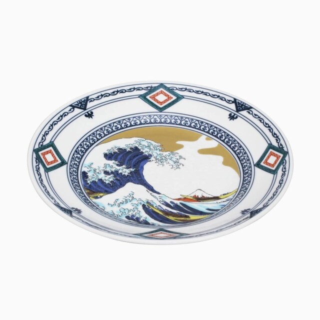 送料無料】日本製 九谷焼/九谷五彩/磁気/陶器/陶磁器 皿/大皿 8号 染付