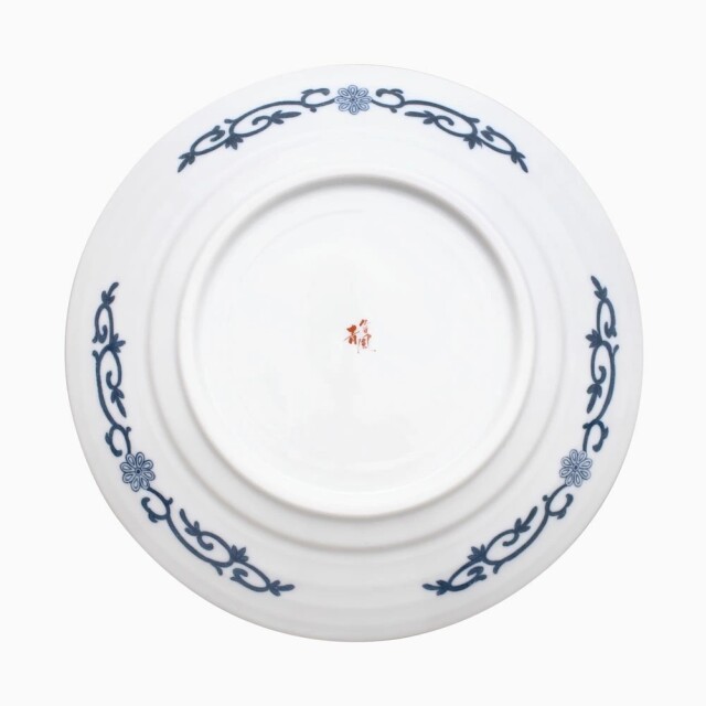 送料無料】日本製 九谷焼/九谷五彩/磁気/陶器/陶磁器 皿/大皿 8号 染付
