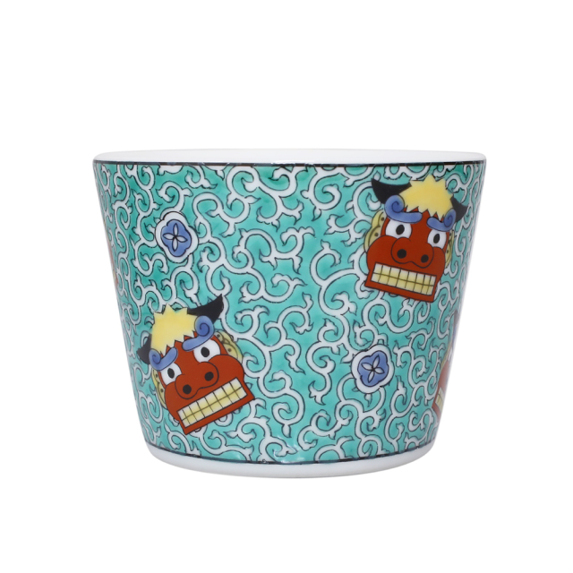 【送料無料】日本製 九谷焼 久谷五彩 磁気 陶器 陶磁器  コップ カップ 獅子舞 青郊窯 華やか 鮮やか お洒落 オシャレ お祝い 記念日 誕生日 結婚祝い 開店祝い プレゼント 贈り物 7536-SK26