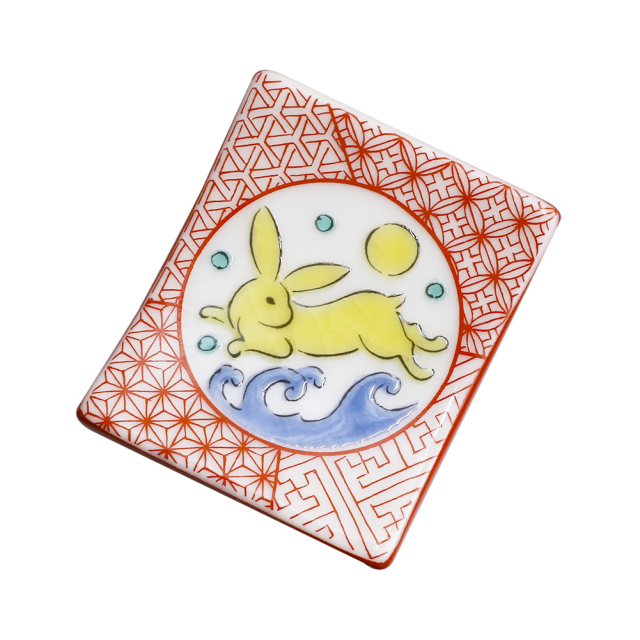送料無料 日本製 九谷焼 久谷焼 北陸伝統工芸 色絵 磁気 陶器 陶磁器 キッチン雑貨 日用品 カトラリーレスト 箸置き はしおき お洒落 オシャレ 記念日 お祝い 開店祝い 贈り物 プレゼント 芸術 作品 ポーチ付 うさぎ 7542-SK26 クリックポスト対応