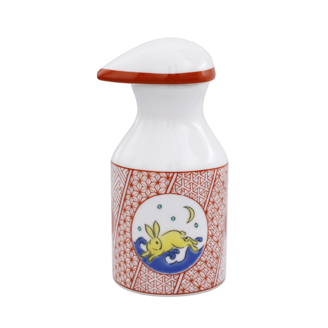 【送料無料】日本製 九谷焼/九谷五彩 磁気/陶器/陶磁器 醤油さし/醤油入れ うさぎ/兎 華やか/鮮やか お洒落 7552-SK26