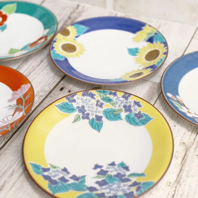 送料無料】日本製 九谷焼/九谷五彩/磁気/陶器/陶磁器 皿/お皿 4.6号皿