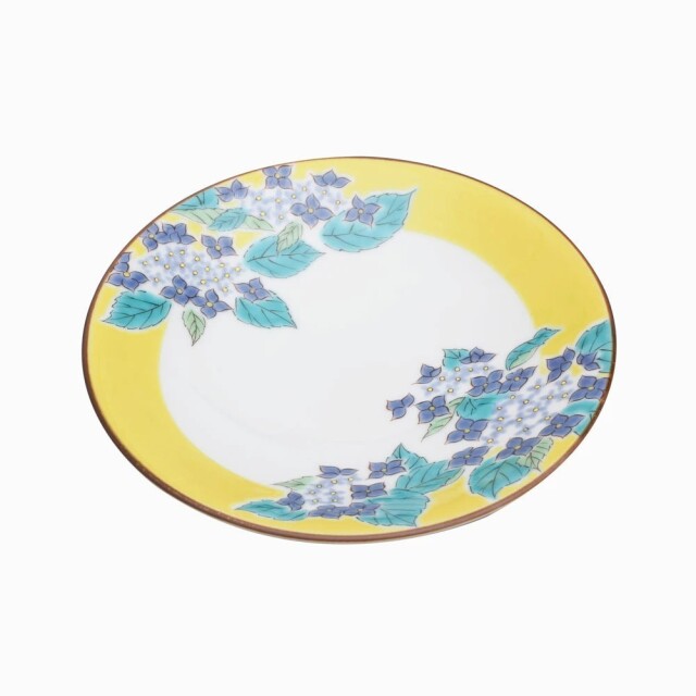 【送料無料】日本製 九谷焼/九谷五彩/磁気/陶器/陶磁器 皿/お皿 4.6号皿/13.8cm 四季の花 あじさい 青風窯/青郊窯 華やか/鮮やか お洒落/オシャレ お祝い/記念日  7576-SK26