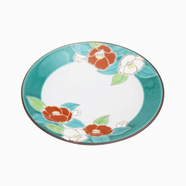 【送料無料】日本製 九谷焼/九谷五彩/磁気/陶器/陶磁器 皿/お皿 4.6号皿/13.8cm 四季の花 椿 ツバキ 青風窯/青郊窯 華やか/鮮やか お洒落/オシャレ お祝い/記念日  7579-SK26
