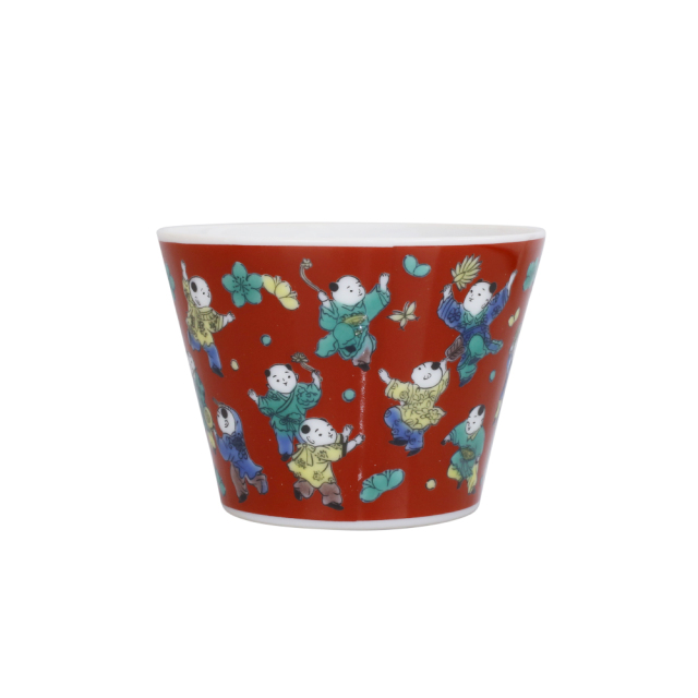 日本製 九谷焼/九谷五彩 磁気/陶器/陶磁器 縁起物/縁起カップ/フリーカップ/スープカップ 木米 華やか/鮮やか  7607-SK26