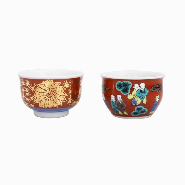 送料無料】日本製 九谷焼/九谷五彩 磁気/陶器/陶磁器 組盃/酒器